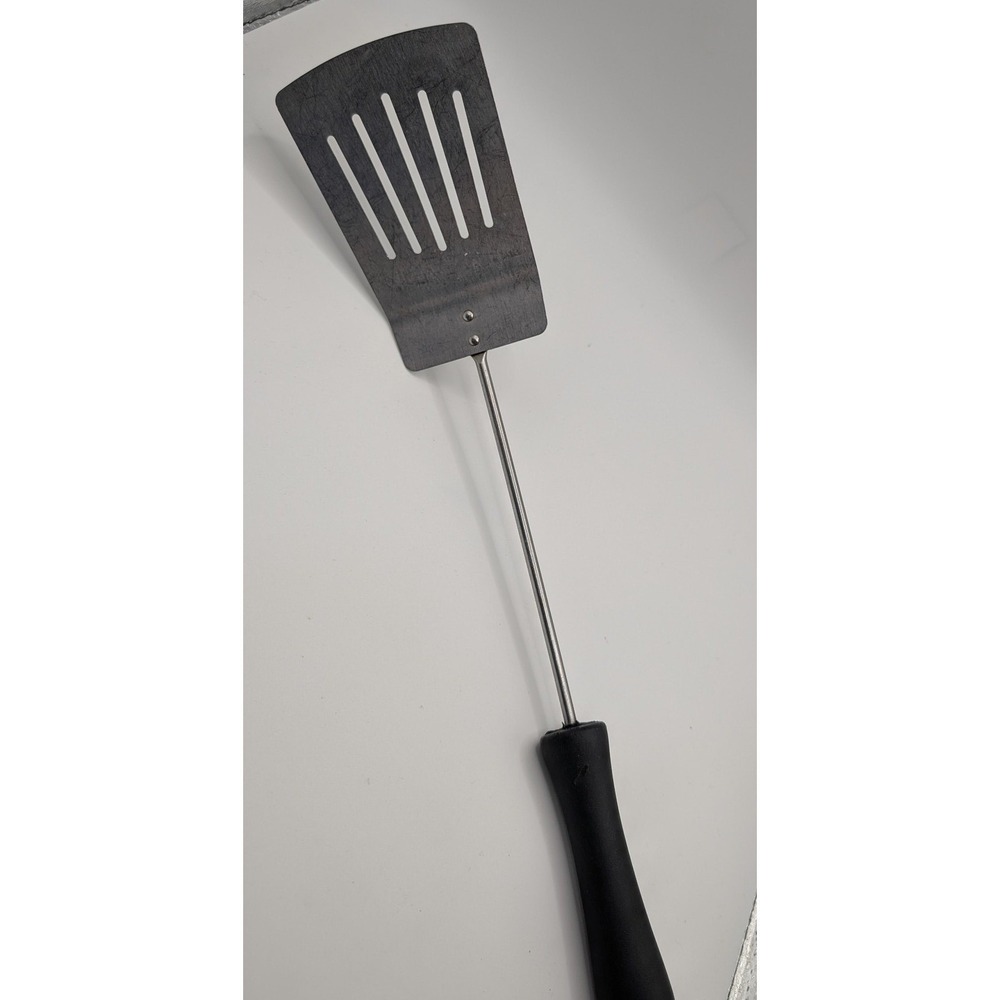 Stainless Steel Slotted Spatula Black Handle Grill Turner BBQ Utensil
